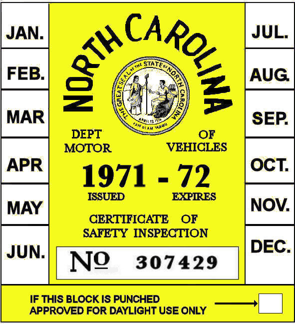 (image for) 1971-72 North Carolina INSPECTION Sticker